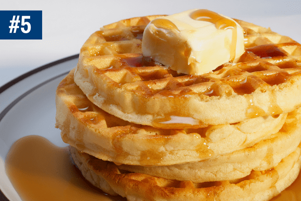 Toaster waffles at American breakfast