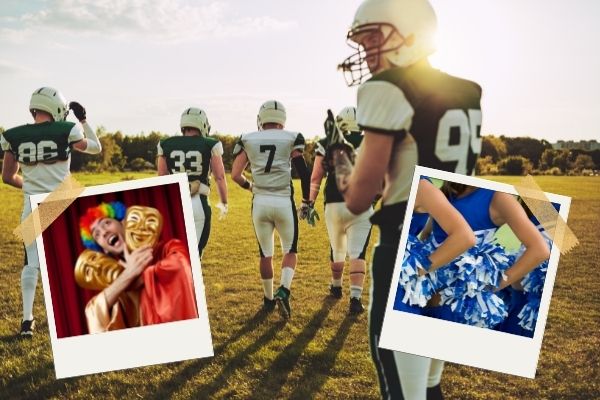 American football, cheerleading and theatre