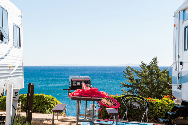 Camping on the beach in the USA with motorhome