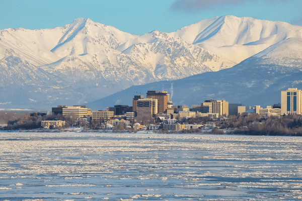 The skyline of Anchorage
