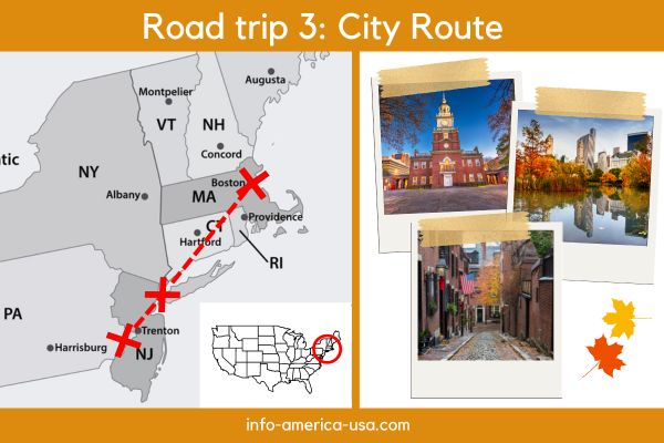 Map Indian Summer road trip city