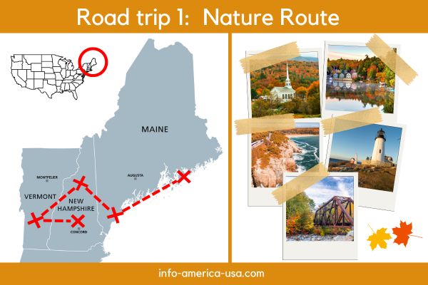 Map Indian Summer road trip nature