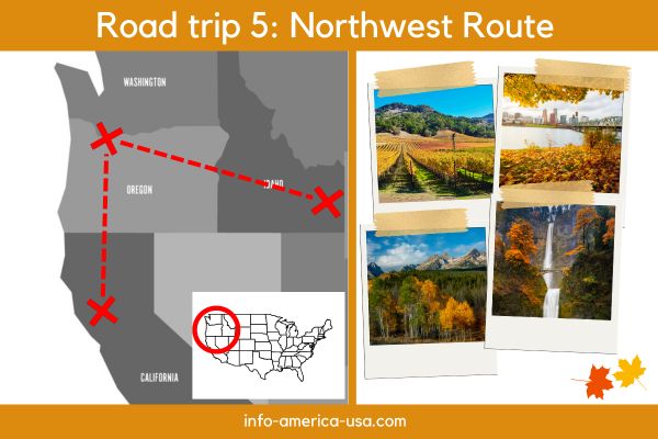Map Indian Summer Road trip Nortwest