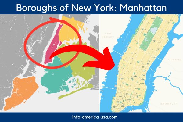 Map of New York an Manhattan